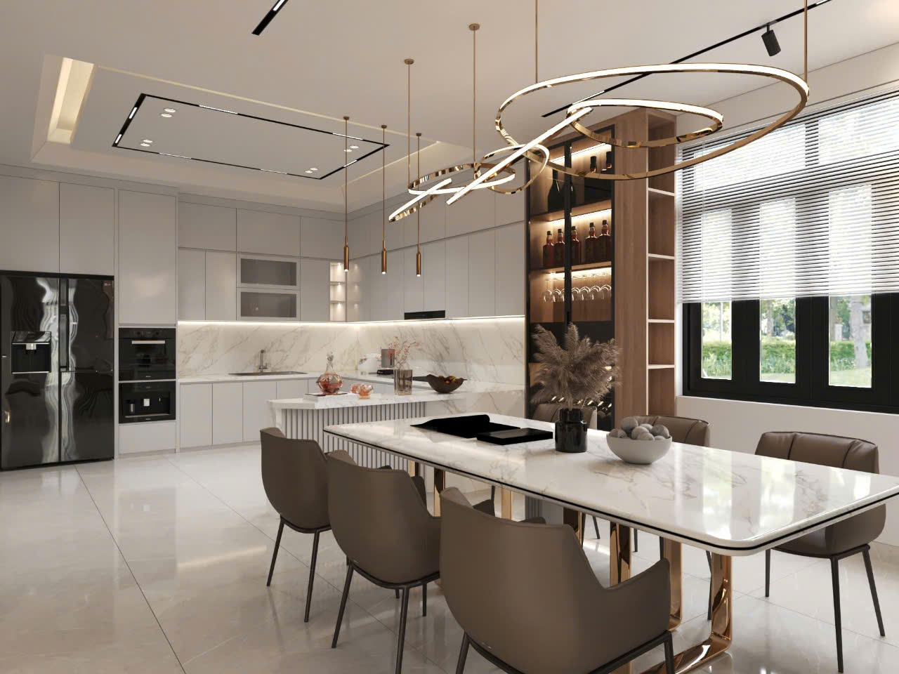 Tủ bếp nhựa cao cấp vân giả đá